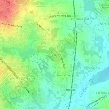 Mappa topografica Andapura, altitudine, rilievo