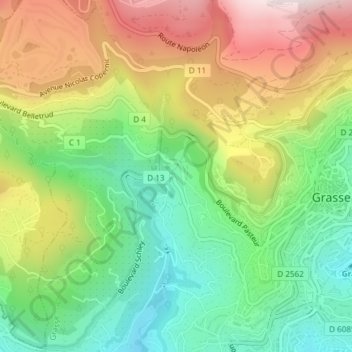 Mappa topografica Saint-Hilaire, altitudine, rilievo