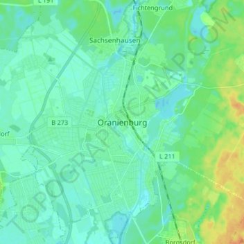 Mappa topografica Oranienburg, altitudine, rilievo