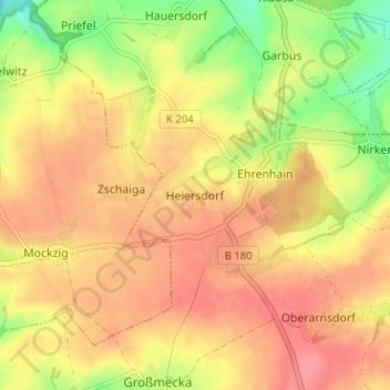 Mappa topografica Heiersdorf, altitudine, rilievo