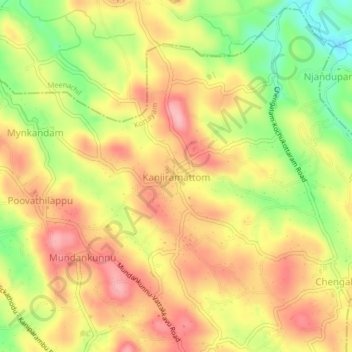 Mappa topografica Kanjiramattom, altitudine, rilievo