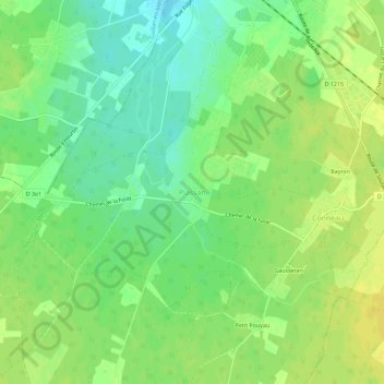 Mappa topografica Plassan, altitudine, rilievo