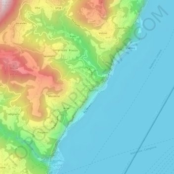 Mappa topografica Pieve, altitudine, rilievo