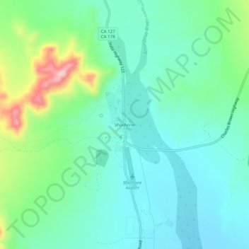 Mappa topografica Shoshone, altitudine, rilievo