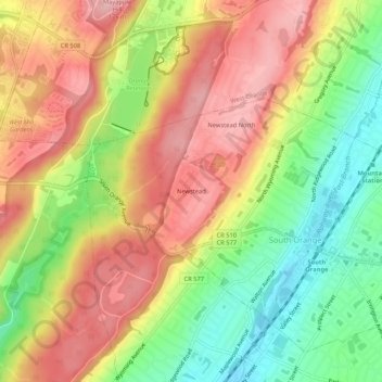 Mappa topografica Newstead, altitudine, rilievo