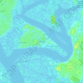 Mappa topografica Rio Vista, altitudine, rilievo