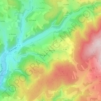 Mappa topografica Les Mazeaux, altitudine, rilievo
