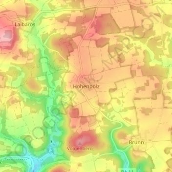 Mappa topografica Hohenpölz, altitudine, rilievo