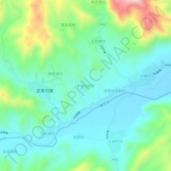 Mappa topografica 李家圪塔村, altitudine, rilievo