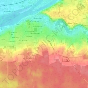 Mappa topografica Les Sablonnières, altitudine, rilievo
