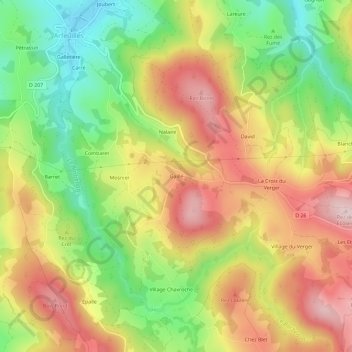Mappa topografica Gaille, altitudine, rilievo