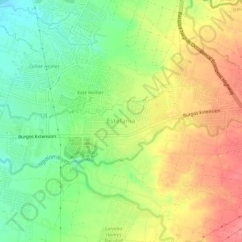 Mappa topografica Estefania, altitudine, rilievo