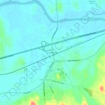 Mappa topografica North Weedsport, altitudine, rilievo