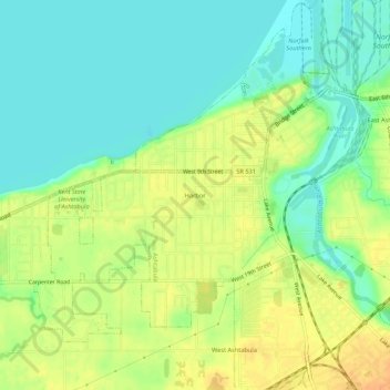 Mappa topografica Harbor, altitudine, rilievo