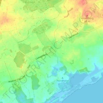 Mappa topografica Ludwigsburg, altitudine, rilievo