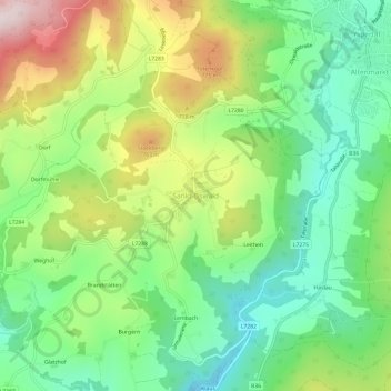 Mappa topografica Sankt Oswald, altitudine, rilievo