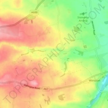 Mappa topografica Little Newsham, altitudine, rilievo