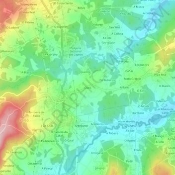 Mappa topografica Coiro, altitudine, rilievo