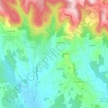Mappa topografica La Foucherie, altitudine, rilievo