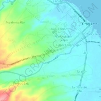 Mappa topografica Villaflor, altitudine, rilievo