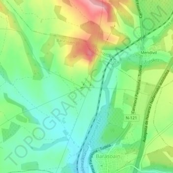 Mappa topografica Osacar, altitudine, rilievo