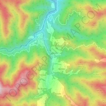 Mappa topografica Prevenisco, altitudine, rilievo