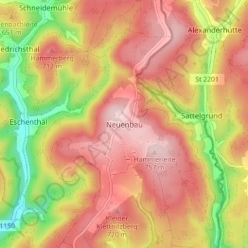 Mappa topografica Neuenbau, altitudine, rilievo