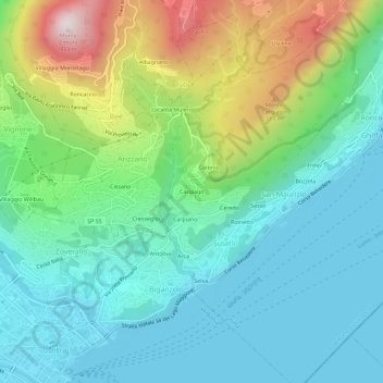 Mappa topografica Cargiago, altitudine, rilievo