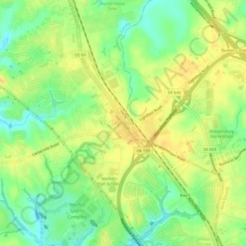 Mappa topografica Lightfoot, altitudine, rilievo