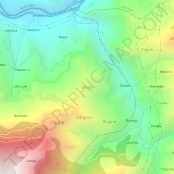Mappa topografica Bhutti, altitudine, rilievo