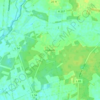 Mappa topografica Hülsen, altitudine, rilievo