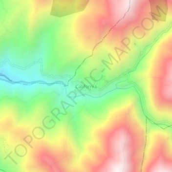 Mappa topografica California, altitudine, rilievo