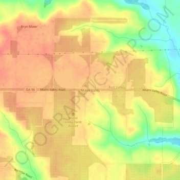 Mappa topografica Miami Valley, altitudine, rilievo