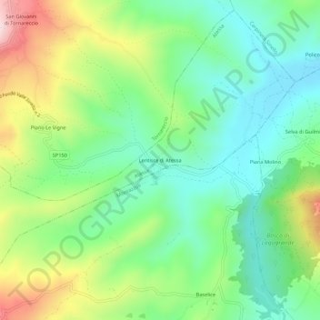 Mappa topografica Lentisce di Atessa, altitudine, rilievo