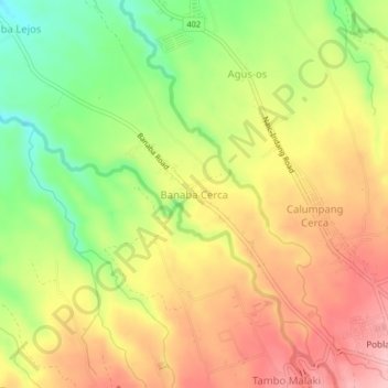 Mappa topografica Banaba Cerca, altitudine, rilievo