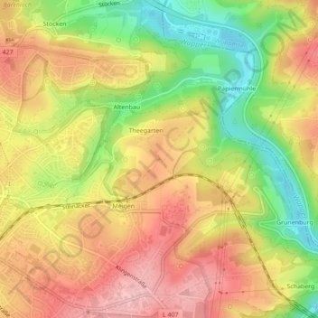 Mappa topografica Theegartener Kopf, altitudine, rilievo