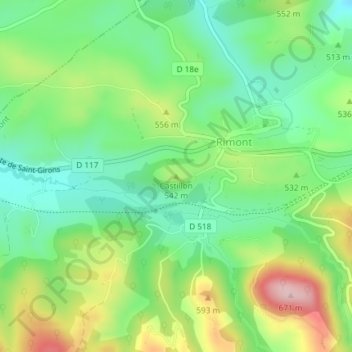 Mappa topografica Castillon, altitudine, rilievo
