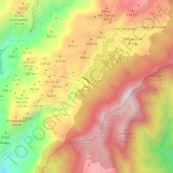 Mappa topografica Chira, altitudine, rilievo