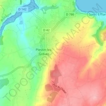 Mappa topografica Kermenguy, altitudine, rilievo