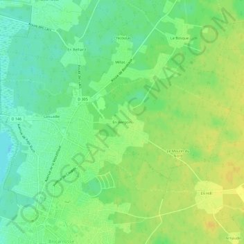 Mappa topografica En Bergoin, altitudine, rilievo