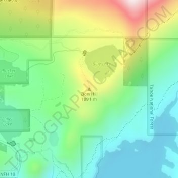 Mappa topografica Zion Hill, altitudine, rilievo