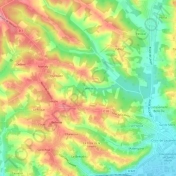 Mappa topografica Courtise, altitudine, rilievo
