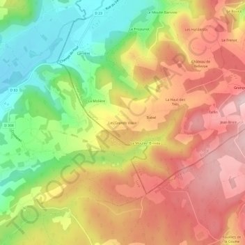 Mappa topografica Les Grands Viaux, altitudine, rilievo