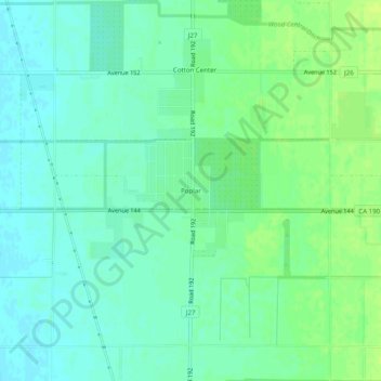 Mappa topografica Poplar, altitudine, rilievo