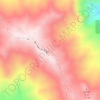 Mappa topografica Bell Springs, altitudine, rilievo