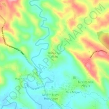 Mappa topografica Bairro dos Alves, altitudine, rilievo