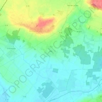 Mappa topografica Silly, altitudine, rilievo