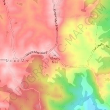 Mappa topografica Mount Mee, altitudine, rilievo