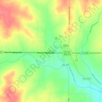 Mappa topografica Harper, altitudine, rilievo