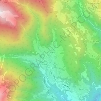 Mappa topografica Lanza, altitudine, rilievo